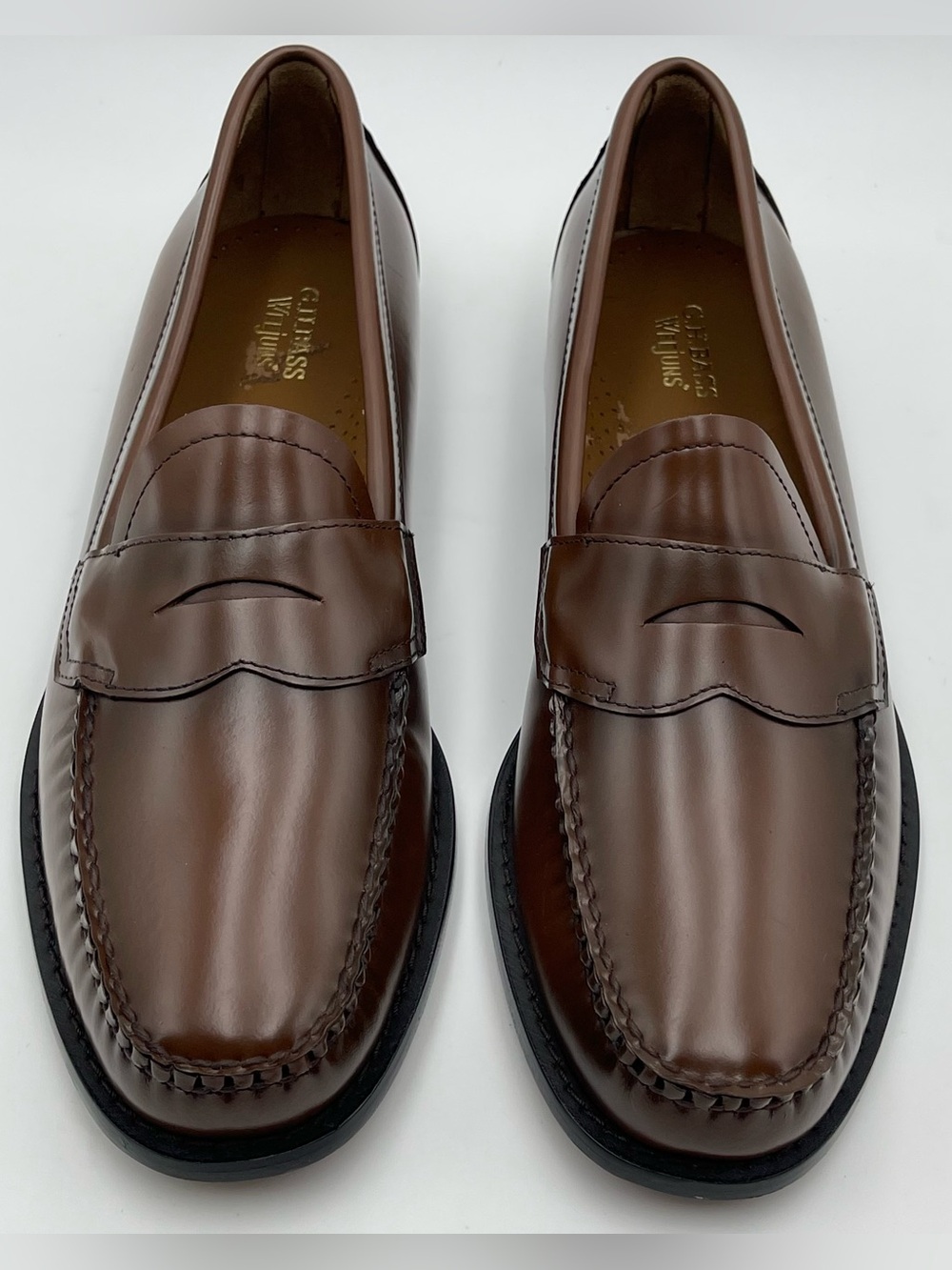 G.H. Bass Men SZ 13D Logan Weejun Cognac Leather Penny Loafers MSRP $195